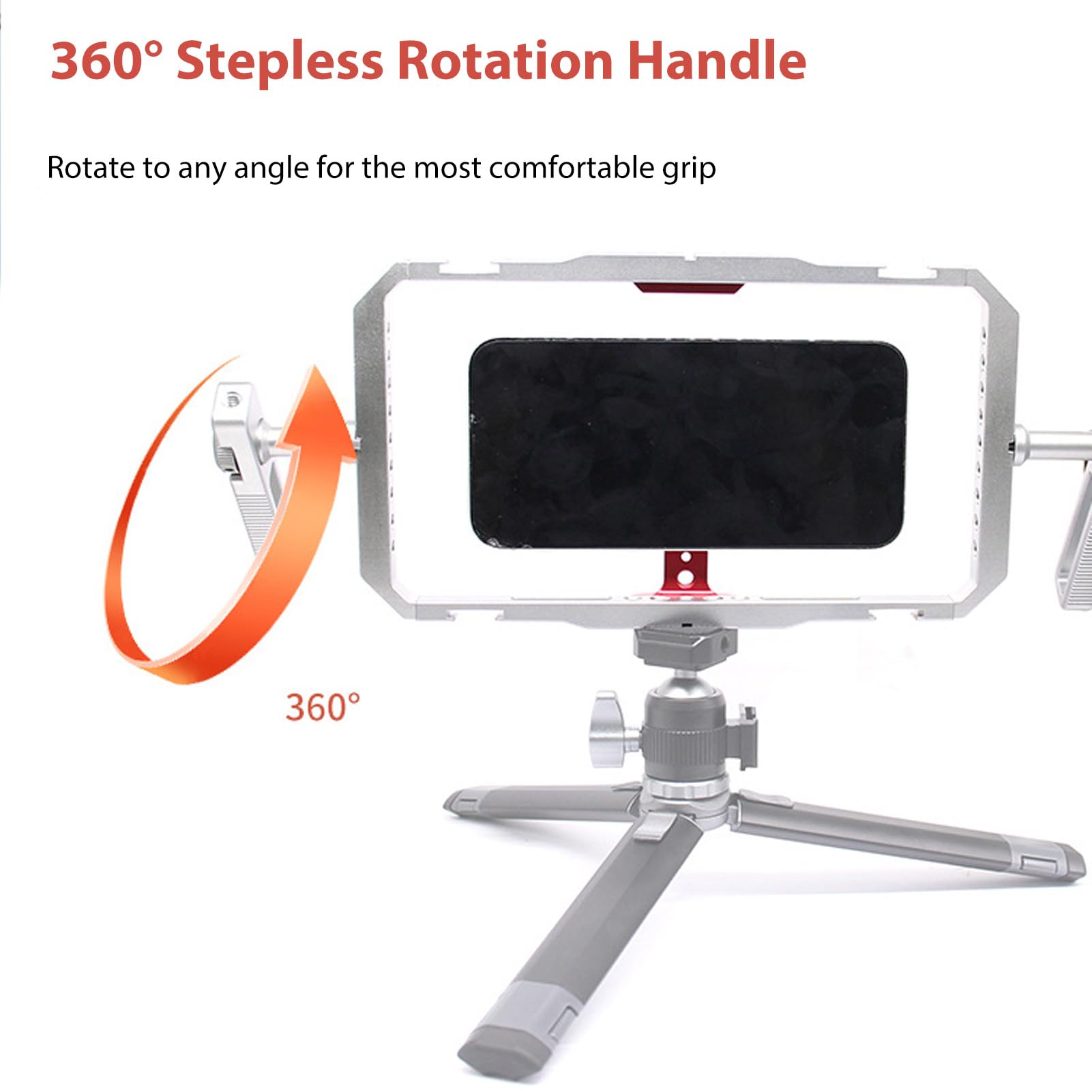 Dpofirs Estabilizador de Jaula para Teléfono Móvil Equipo de Vídeo Ligero de Aleación de Aluminio con Asas Dobles para Filmación de Películas con Teléfonos Inteligentes para Vloggers/Creadores de