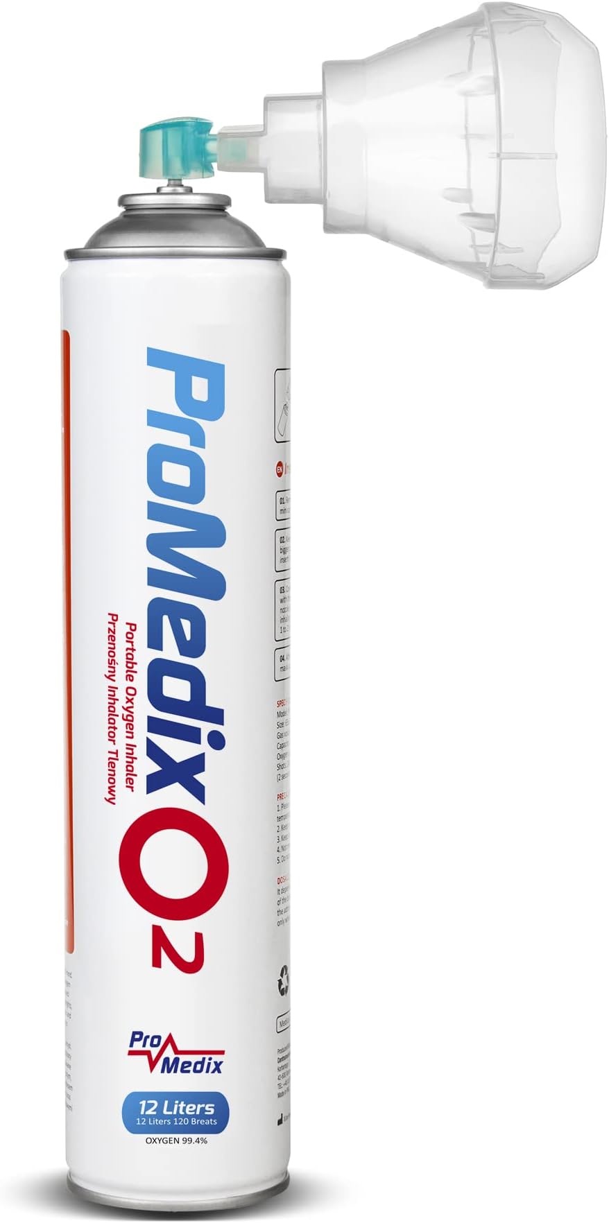 PR-994 Portable Oxygen Inhaler 12L in a Can 99.4% with Mouthpiece (Lot de 1)