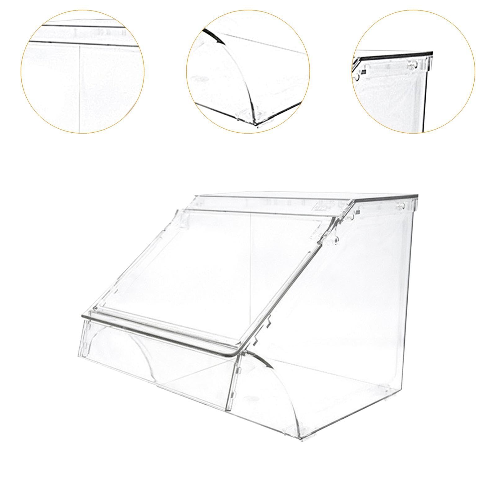 Contenedor de Pan Organizador de Productos Secos Recipiente Transparente Apilable con Tapa Frontal Fácil Acceso Vitrina para Panadería Estante de Supe, 24cmx20cmx24cm