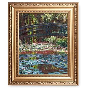 Water Lily Pond 1900 by Claude Monet Framed Size:26×22 inches,Image Size:20×16 inches World Classic Reproductions For HomeDecor,Wide Gold Frame
