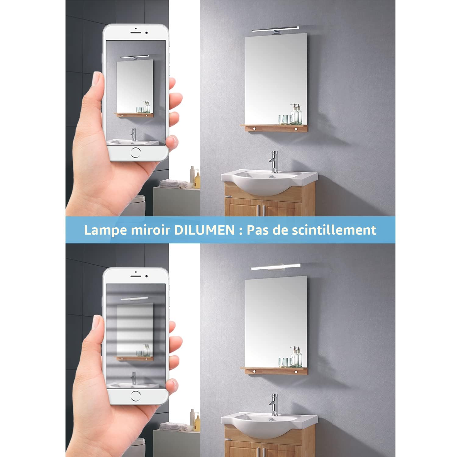 Lampe pour Miroir LED Salle de Bains, 40cm 10w 800lm,Blanc Neutre 4000k, 230v, IP44 étanche,Luminaire Salle de Bain,Pour Armoire à Miroir,Style Minimaliste
