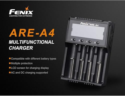 Miniatura 3 de FENIX are-Cargador de batería inteligente multifuncional A4 para baterías recargables populares (18650, 21700, 16340) con organizador de baterías