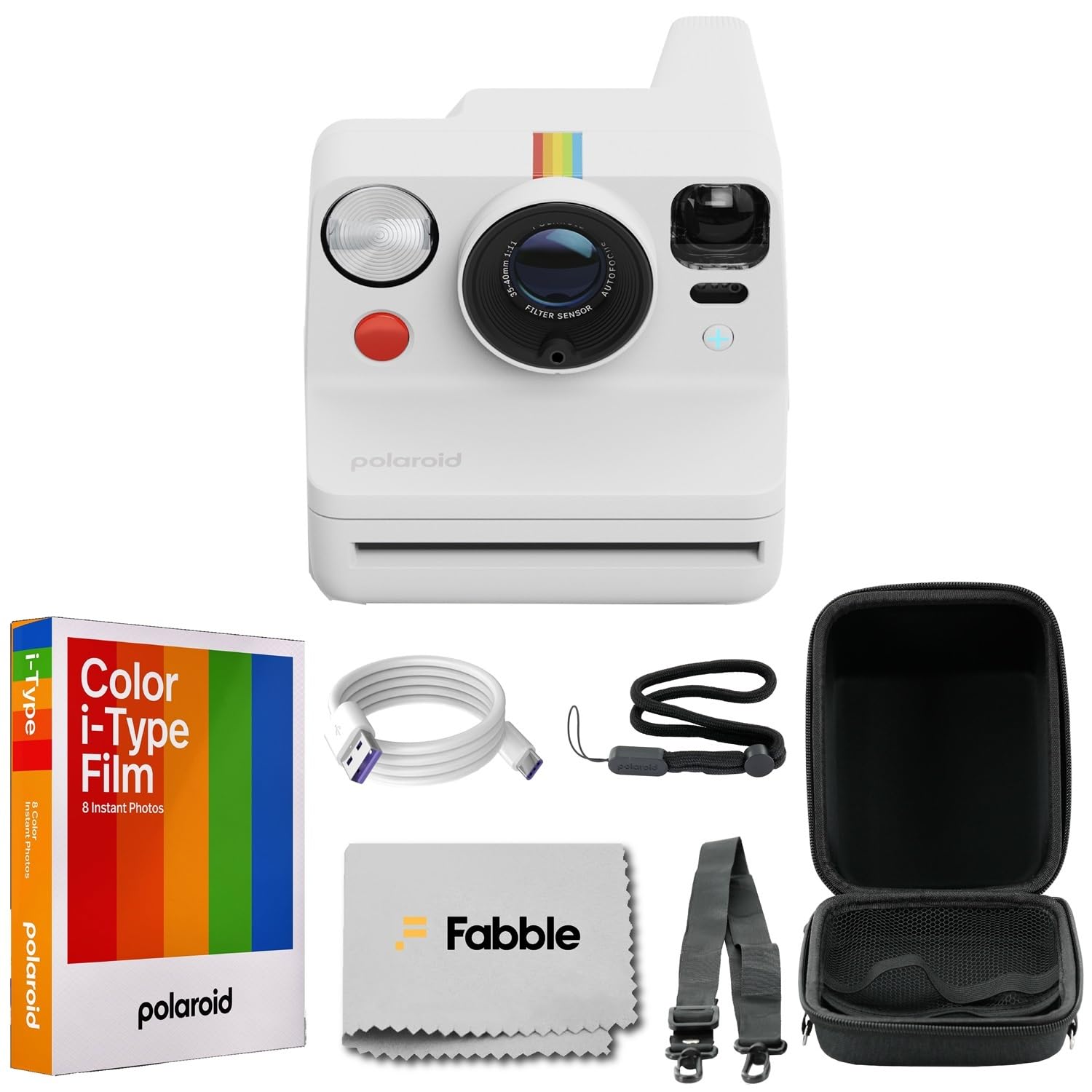 Polaroid Now+ Generation 3 I-Type Instant Film Camera (White) Bundle with Polaroid Color I-Type Film (8 Exposures), Hard Protective Case and USB-C 6 