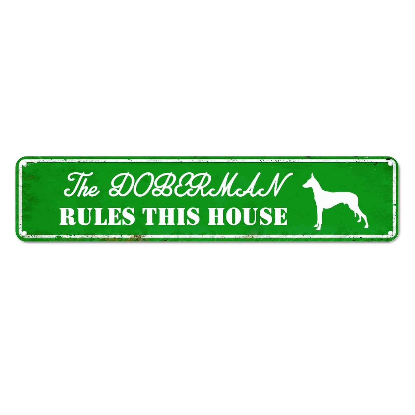 The Dog Rules This House Retro Tin Signs Aluminum Metal Sign Plaque for Home Kitchen Garden Wall Non-Fade Art Gift Decor 4x16 Inch