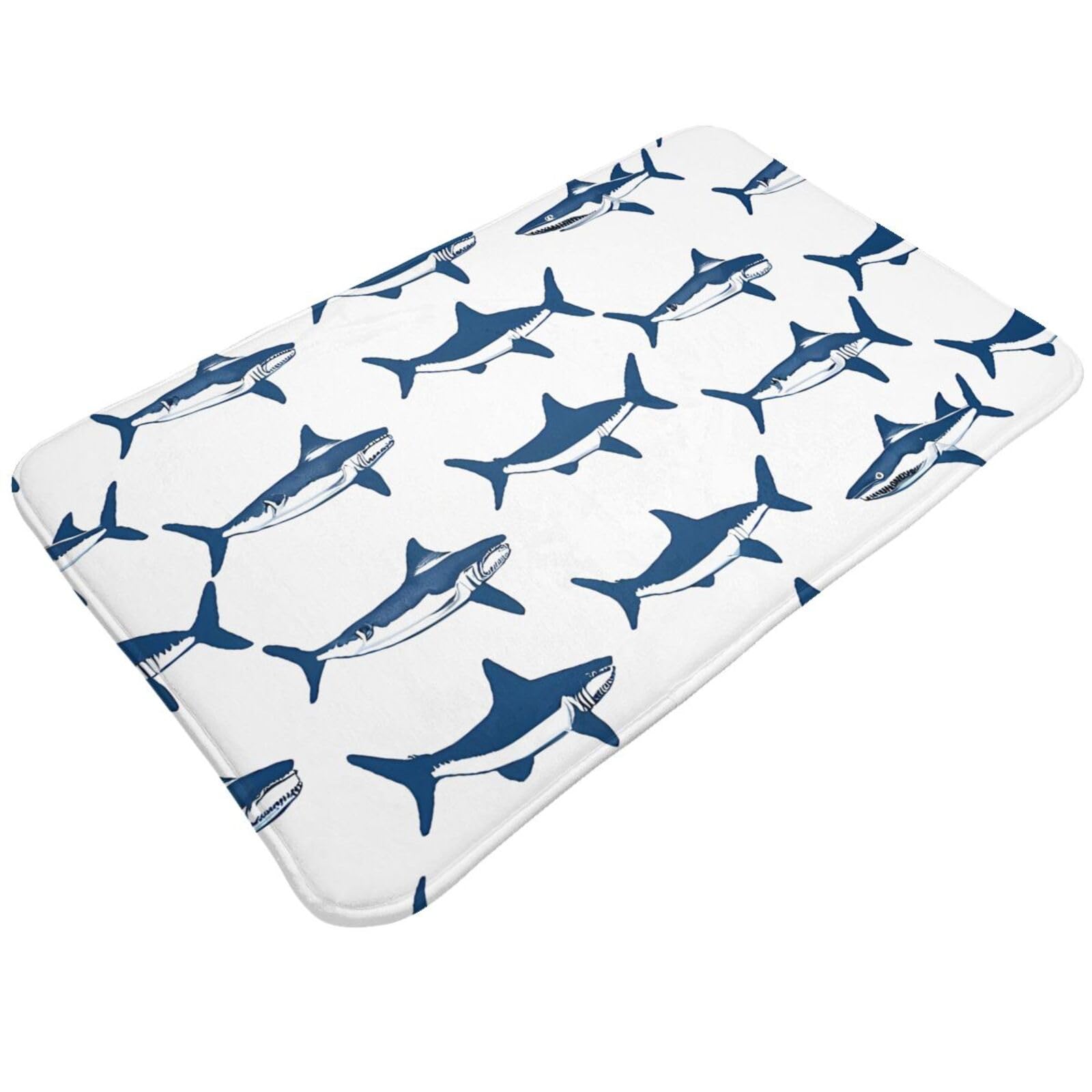 Sharks Print Living Room Bathroom Kitchen Anti Slip and Absorbent Carpet, Indoor Entrance Door Muddy Floor Mat, Ultra Soft Washable Carpet 21x31.5 Inches