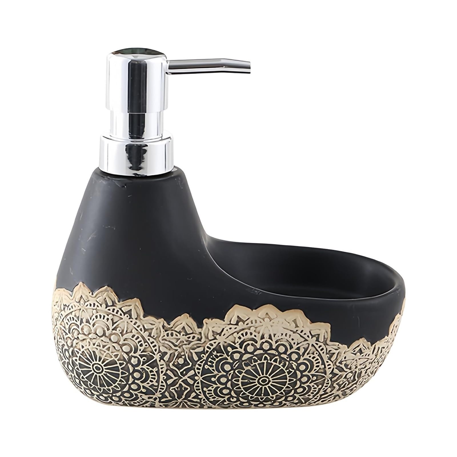 Yuue Black Empty Barthroom And Dish Soap And Sponge Holder For The Kitchen Sink Dishwashing Liquid Dispenser Decor For Counter(Black)