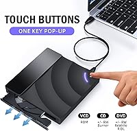 Vista 2 de Unidad externa de CD/DVD, USB 3.0 portátil y USB-C CD RW, reproductor de DVD, quemador de DVD para laptop, escritorio, compatible con Windows