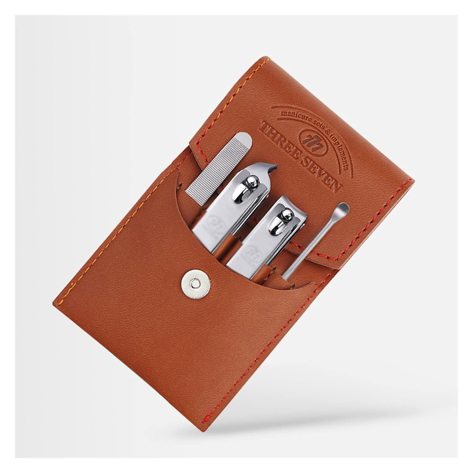Juego de cortaúñas for el hogar, juego de manicura, kit de pedicura 4 en 1 de acero inoxidable, tijeras for uñas, kit de cuidado profesional con estuche de viaje de cuero, herramientas de ped