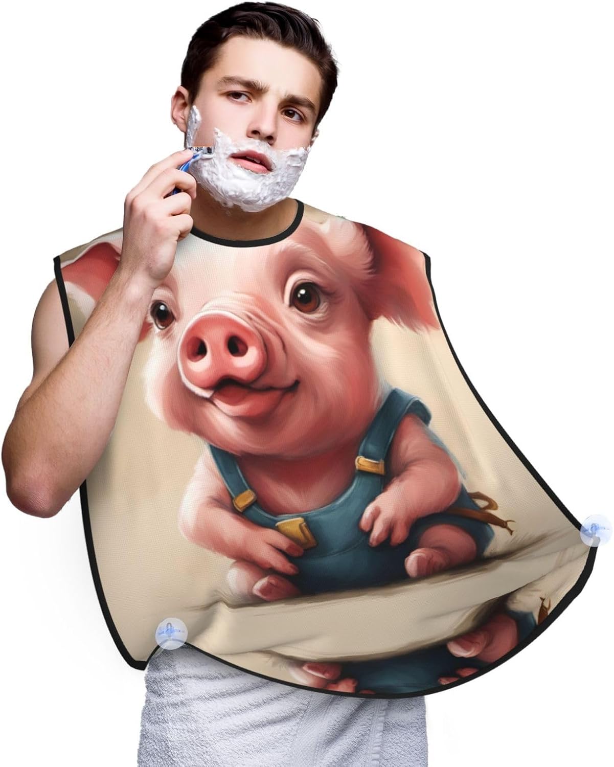 Naughty Pigs Baby Print Beard Bib Apron For Men, Beard Hair Catcher For Men Shaving Trimming,Beard Cape Cloth