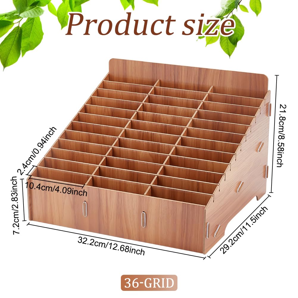Organizer In Legno A 36 Scomparti Per Cellulare – Stabile, Multifunzione, Per Ufficio, Scuola E Officina (marrone)