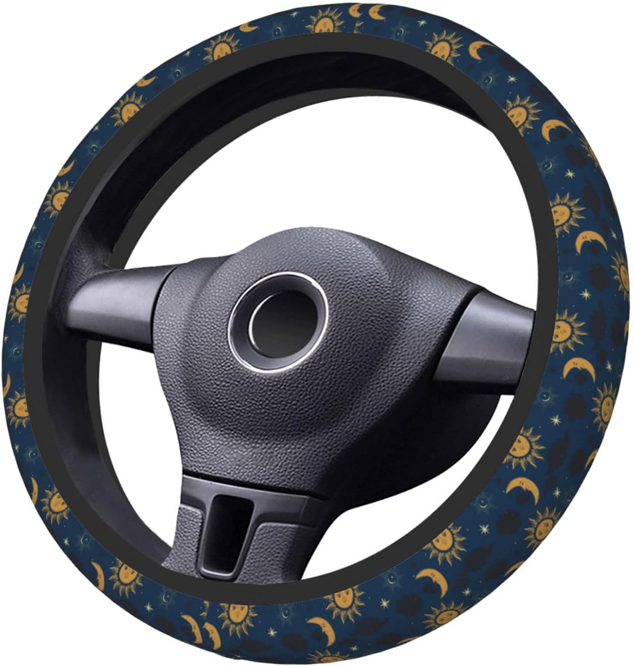 Elastic Stars Sun Moon Navy Boho Car Steering Wheel Cover Protector Upgrade Thicken,Durable Soft Car Accessories for Diverse Cars Truck SUV for Men Women Universal 15 Inch - Image 6