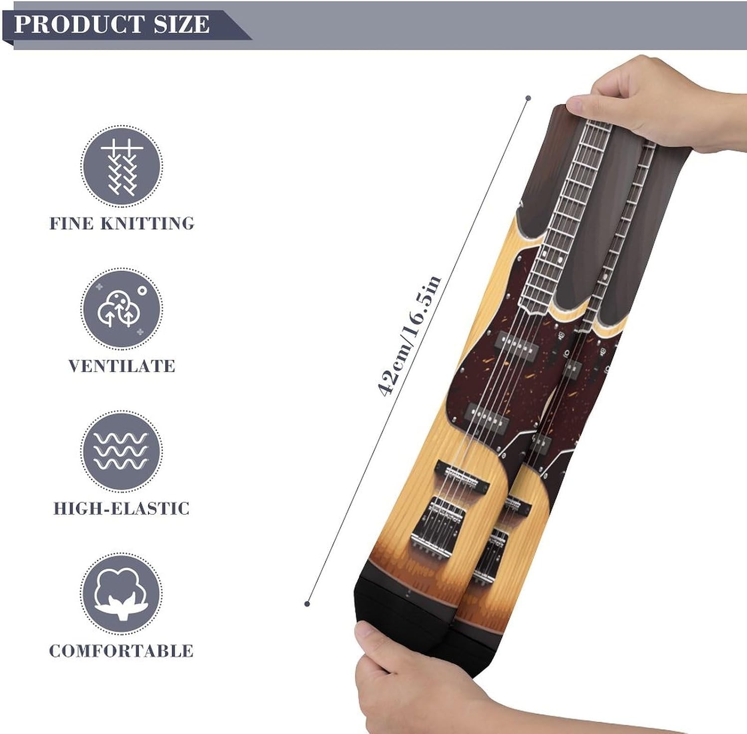 Guitar Musical Instrument Knee High Soccer Socks Moisture Wicking