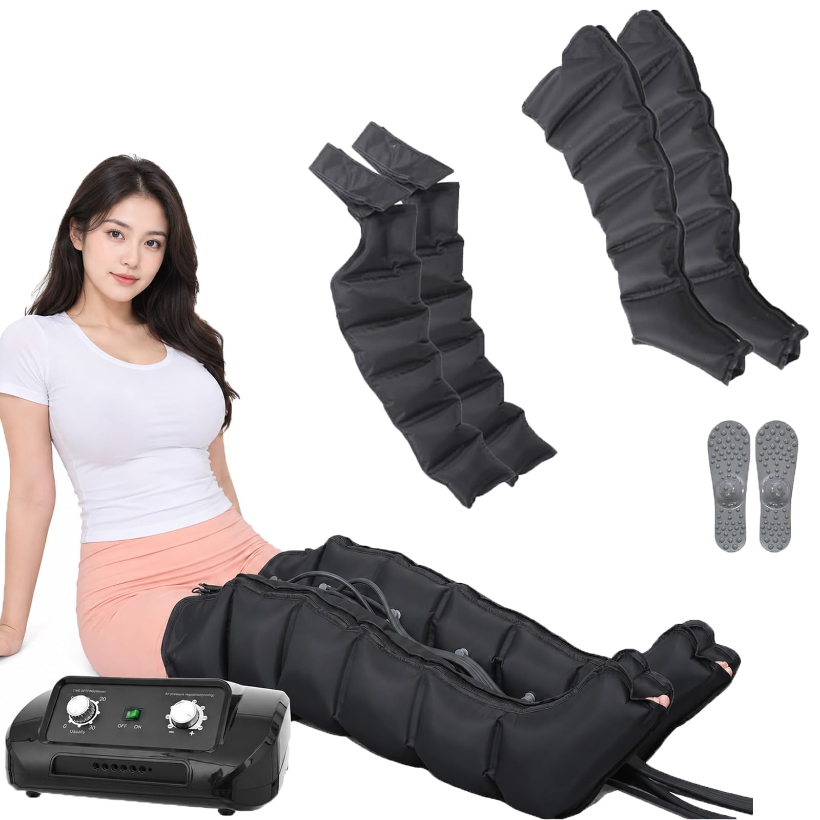 Presoterapia para Casa Completa 6 Camaras, Maquina de Presoterapia Piernas Abdomen Brazos, Presoterapia Brazos y Piernas Ajustable