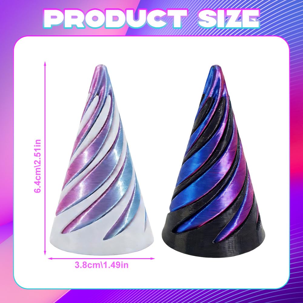 2Pcs Spiral Cone Impossible 3D Printed Fidget Toys Gearball Pyramid Spiral Cone Fidget Toy Passthrough Sculpture for Anxiety Stress Relief Desktop Office Home Decor Gift for Kids and Adults (Style 2) - Image 2