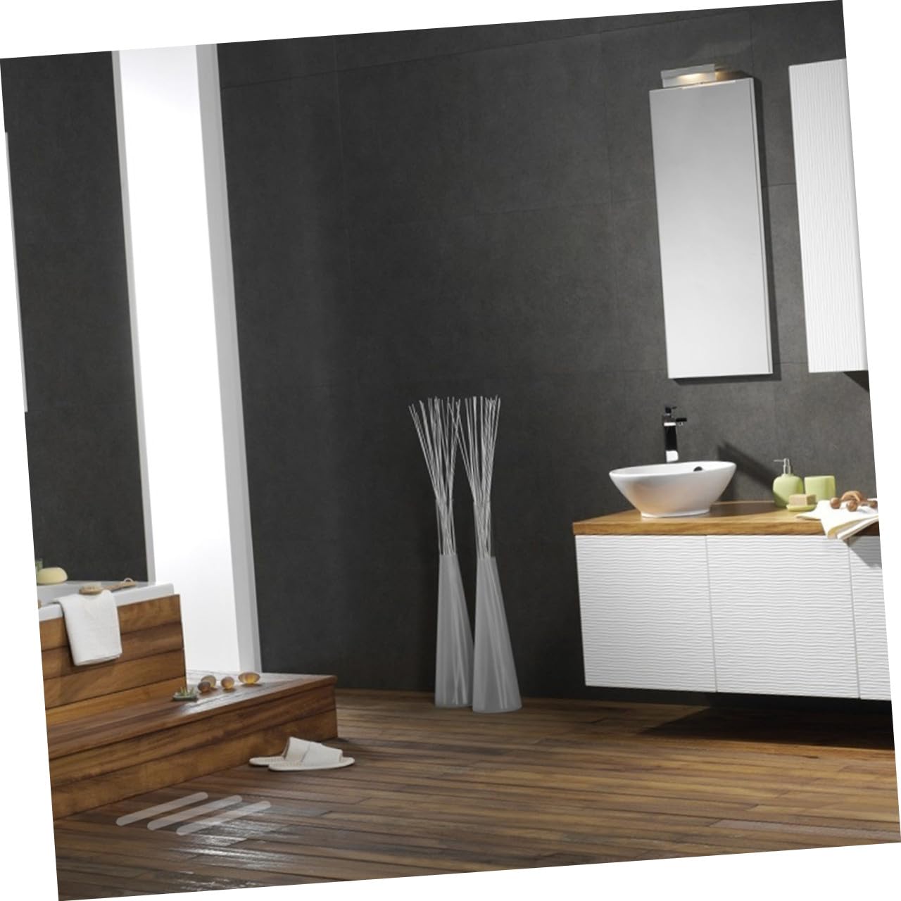Tiras Antideslizantes para Escaleras y Ducha, Cinta de Seguridad Transparente Peva 15x61 Cm, 10 Unidades Autoadhesivas para Suelo Baño y Escalones, Resistentes y Duraderas