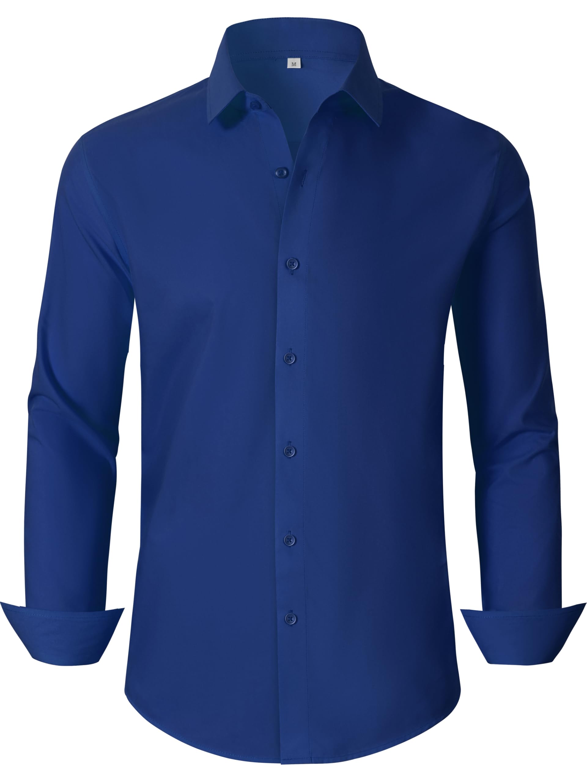 Ruisin Soft Wrinkle-Free Men's Dress Shirts Solid Long Sleeve Formal Shirt Business Casual Button Down Shirts Tall XXS-6XL