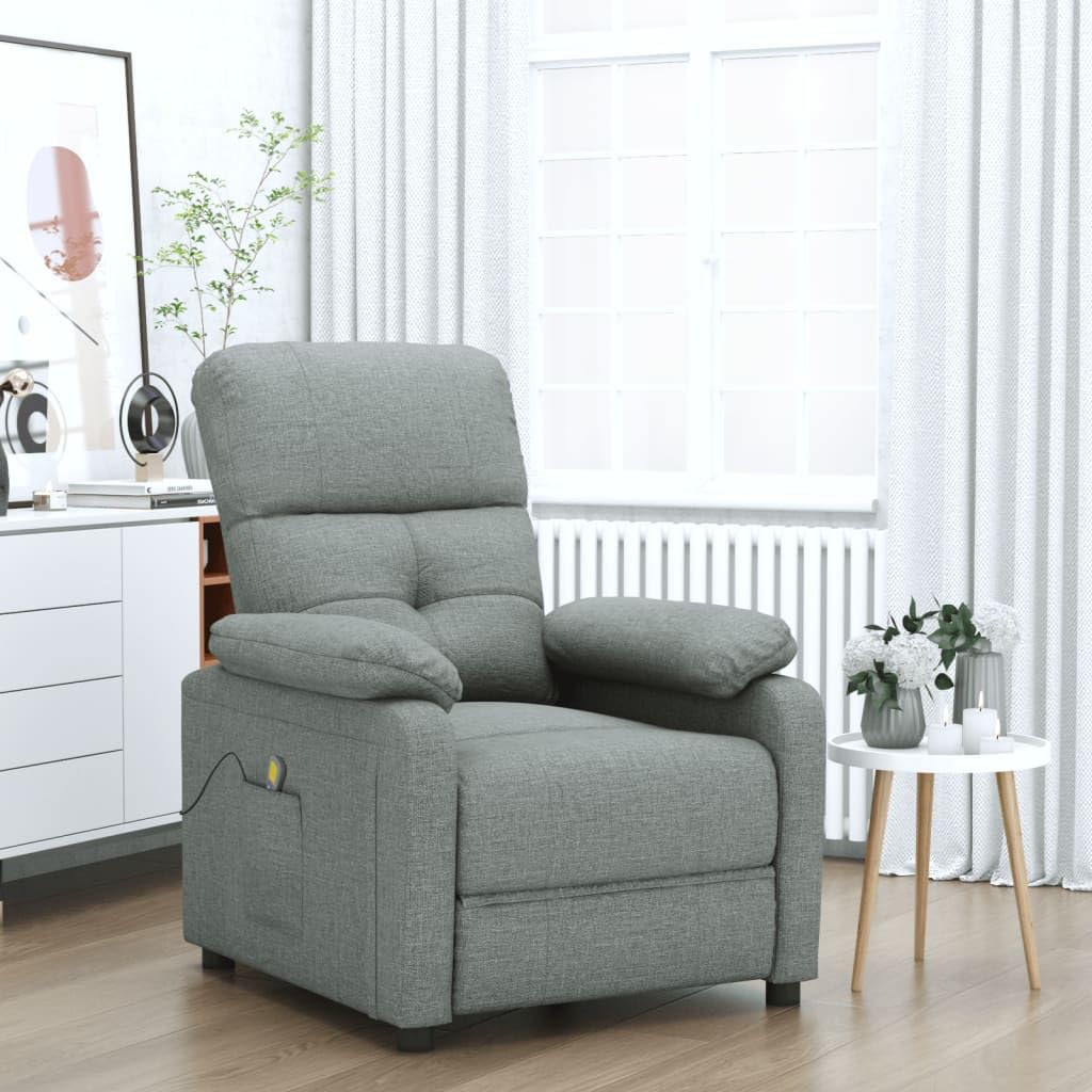 IKAYAA Sillón de Masaje Sillón Relax Reclinable con Mando a Distancia 6 Zonas de Masaje Sillon Reclinable Manual Sillón Relax Sillón de TV de Tela con Prácticos Bolsillo, Gris Oscuro