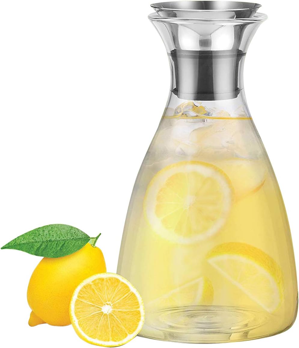 brocca di vetro con coperchio per acqua calda