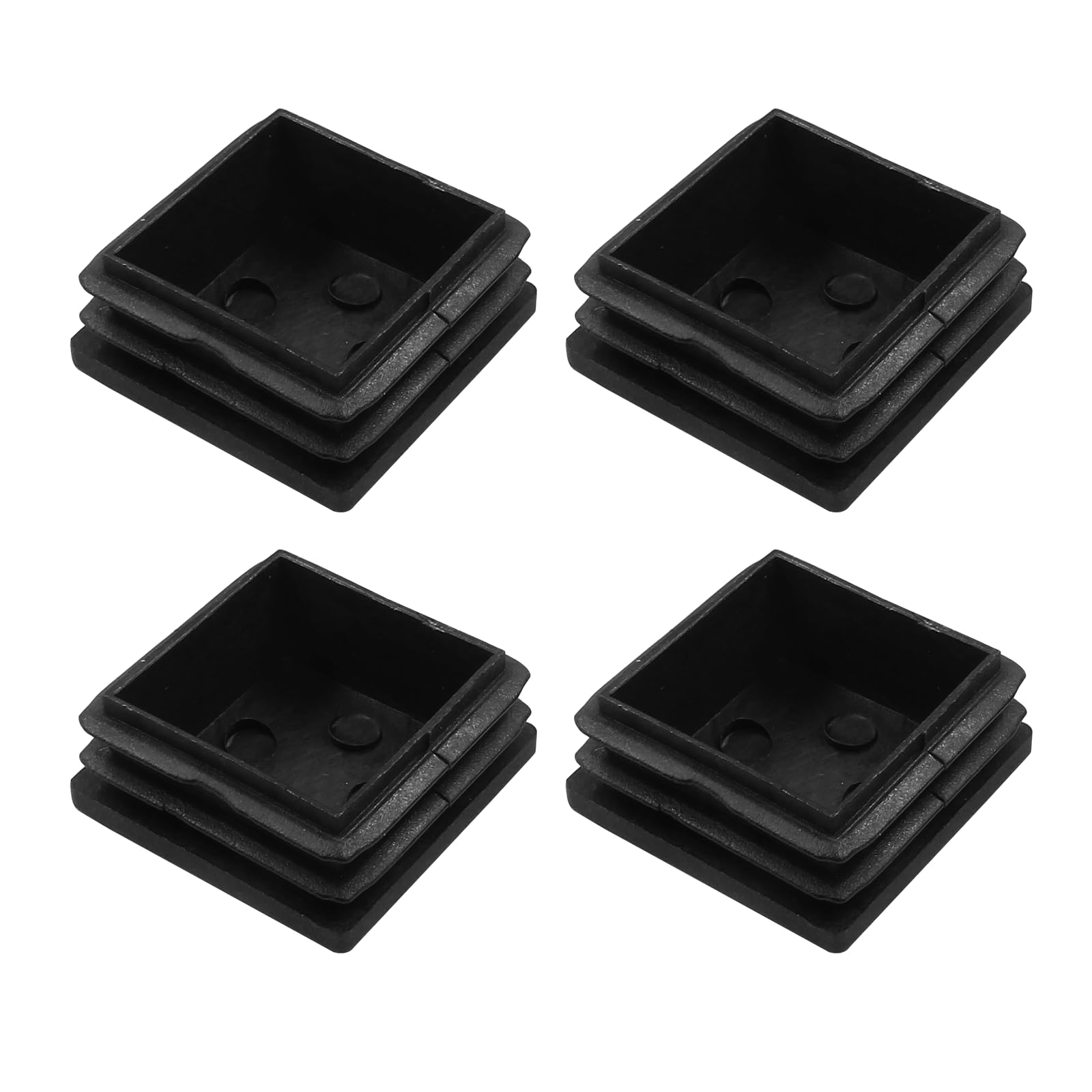 Bonsicoky 4 Pack 1-1/2" Square Plastic Plugs, Black Tubing End Caps Plugs Insert for Square Tube and Furniture Legs