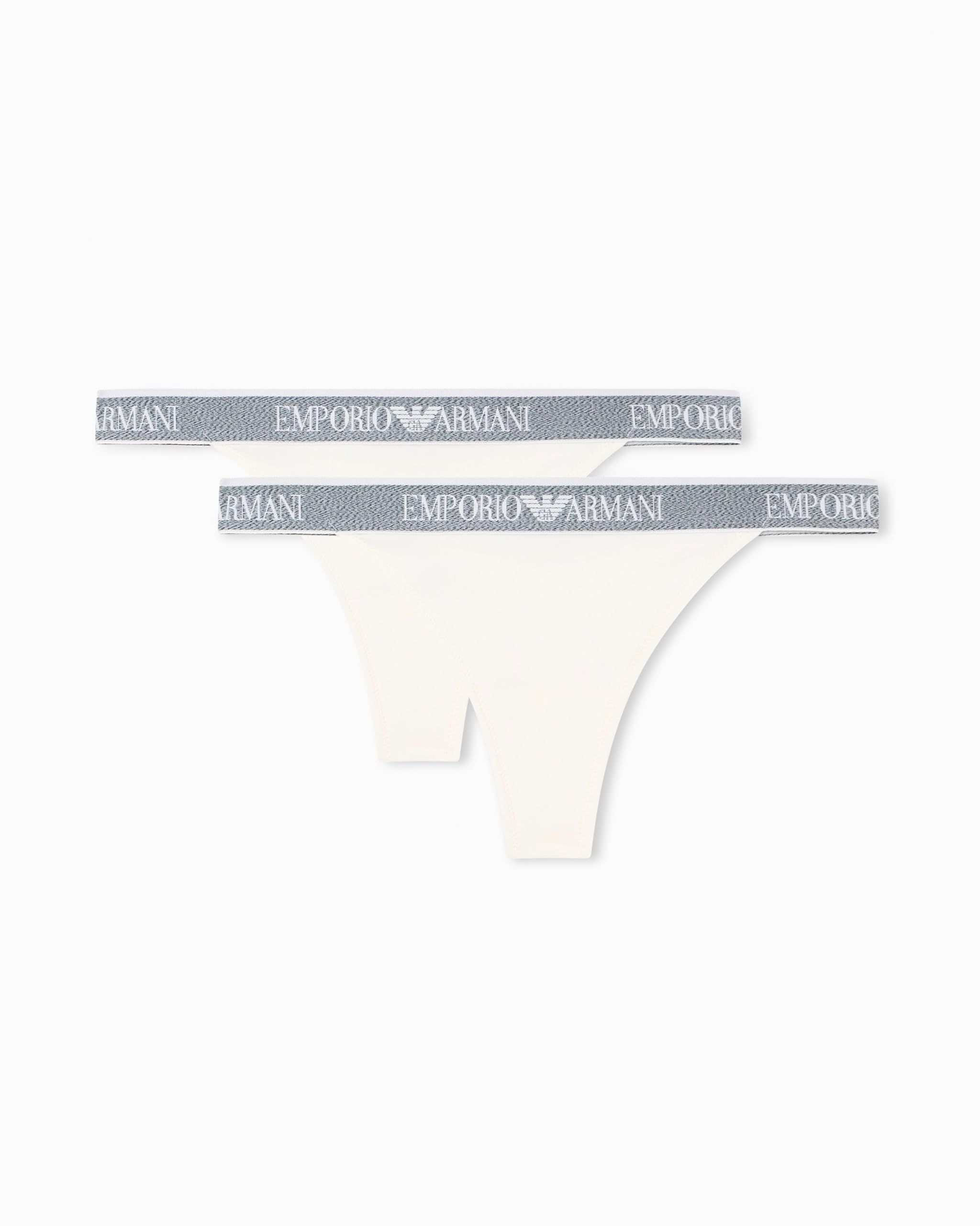 Emporio Armani Woman's Iconic Logoband 2-Pack T-Thong White M
