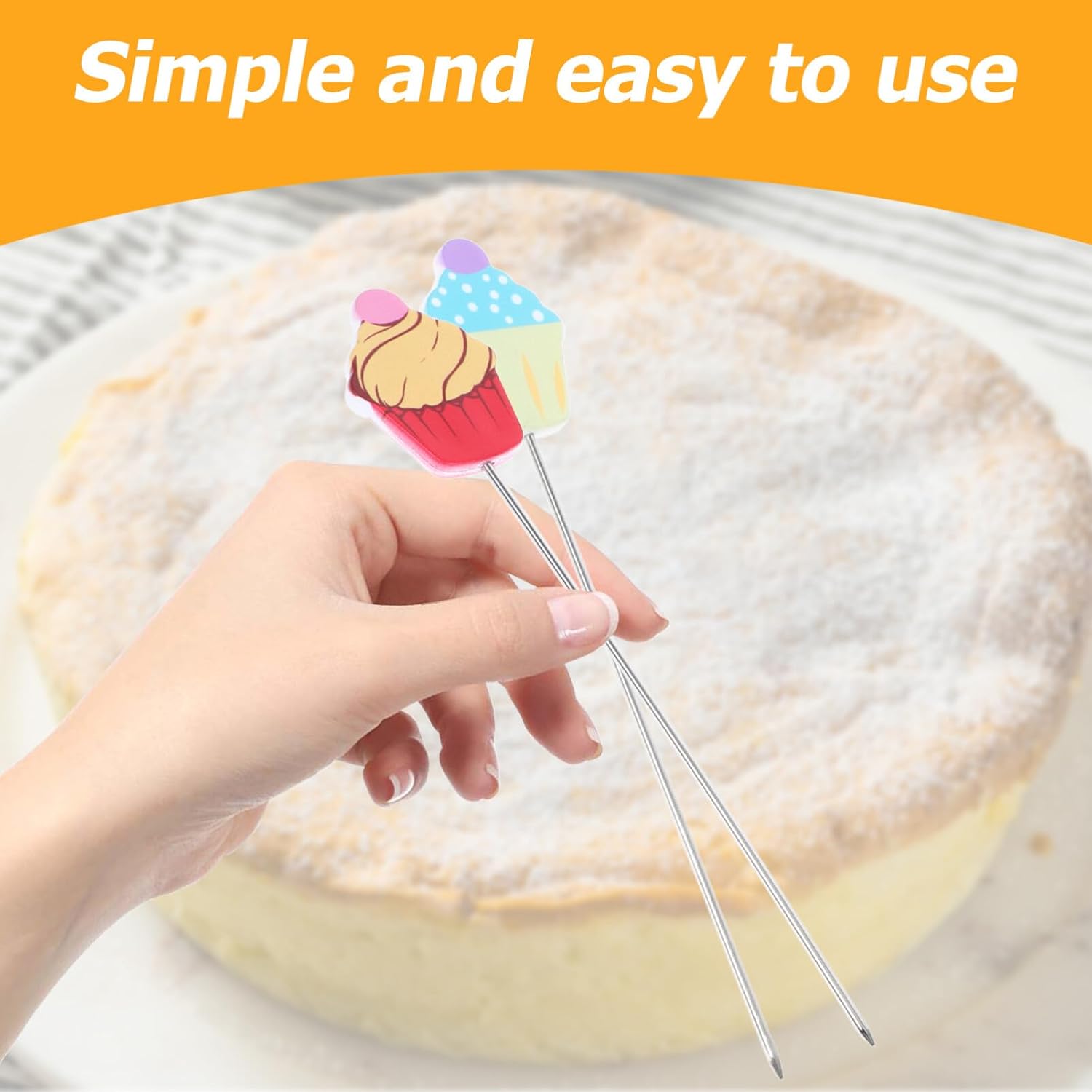 MAGICLULU 2pcs Stainless Steel Cake Testing Needles Baking Tools for Accurate Cake Doneness Essential Kitchen Probe for Home Bakers Easy to Use and Clean