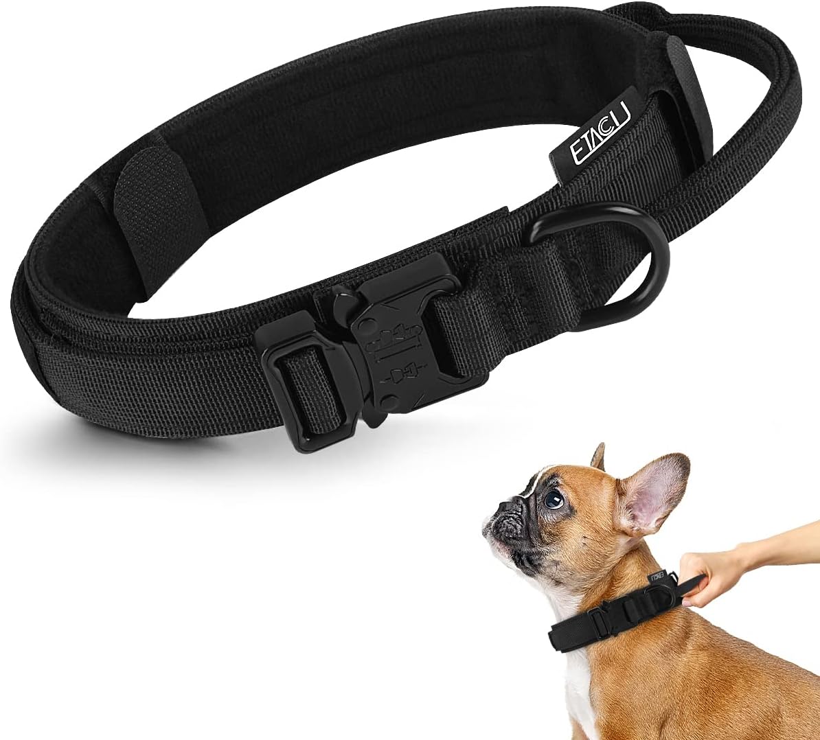 ETACCU Tactical Dog Collar Medium, Adjustable Dog Collars with Handle