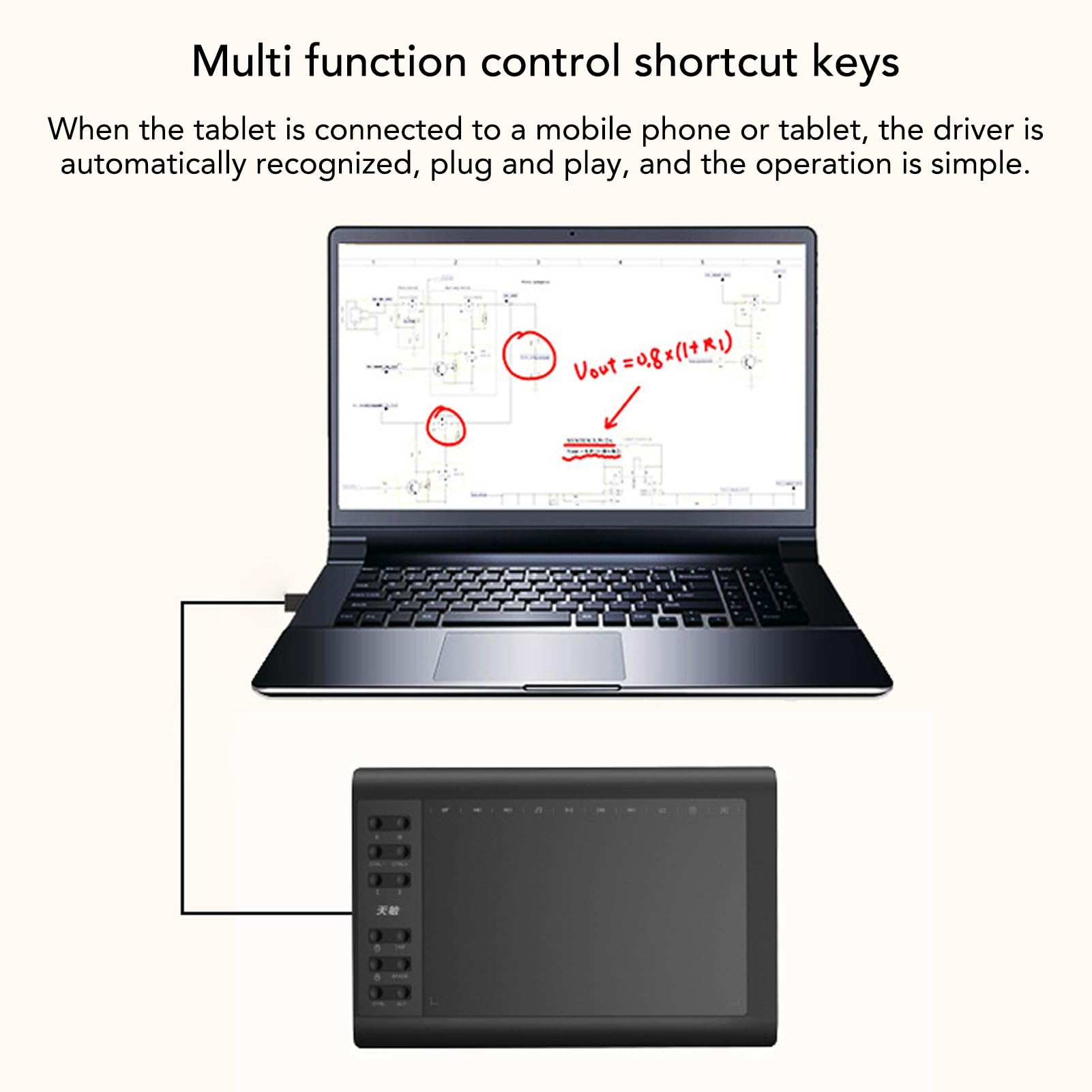 Tablet Grafica Computer Linee Coerenti 233pps 5080LPI 8192 Tablet Grafico di sensibilità alla Pressione Livello per Cellulare per Laptop (Black)