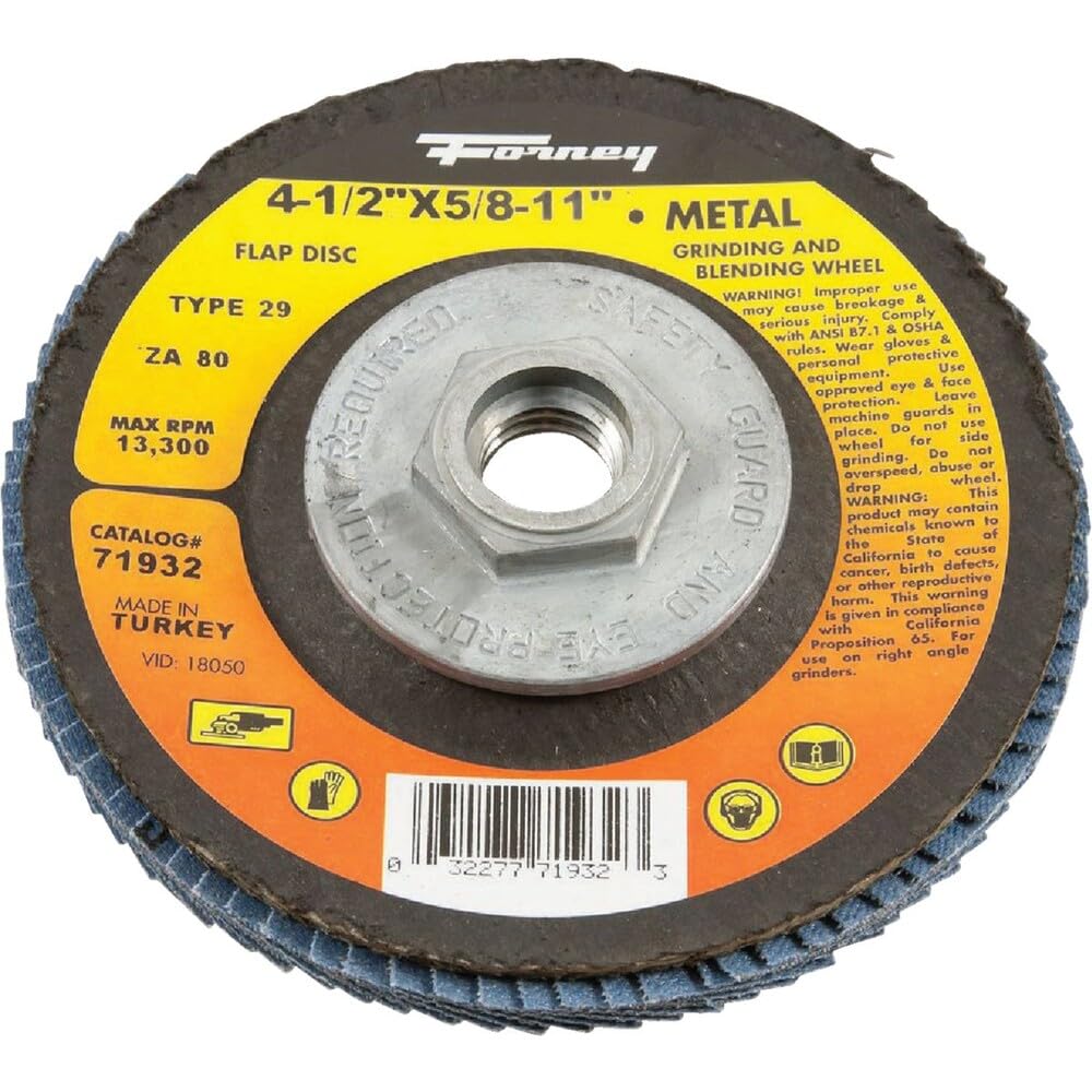 Forney Fächerscheibe Typ 29 blau Zirkonia mit 5/8"-11 Gewindedorn, Körnung 120, 4-1/2" 71933