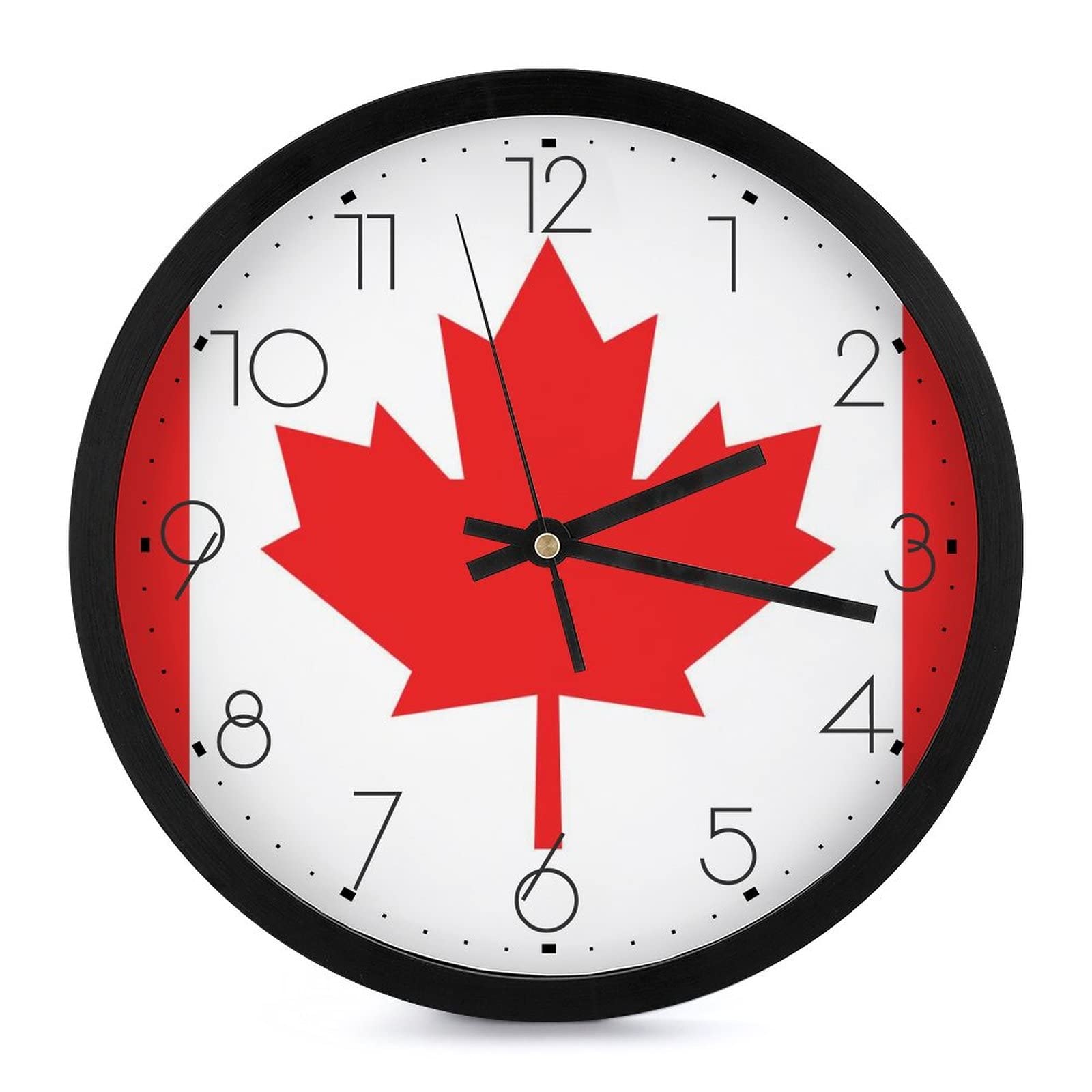 Horloge decorative drapeau canadien ronde 25.4cm finition soignee pour intérieur