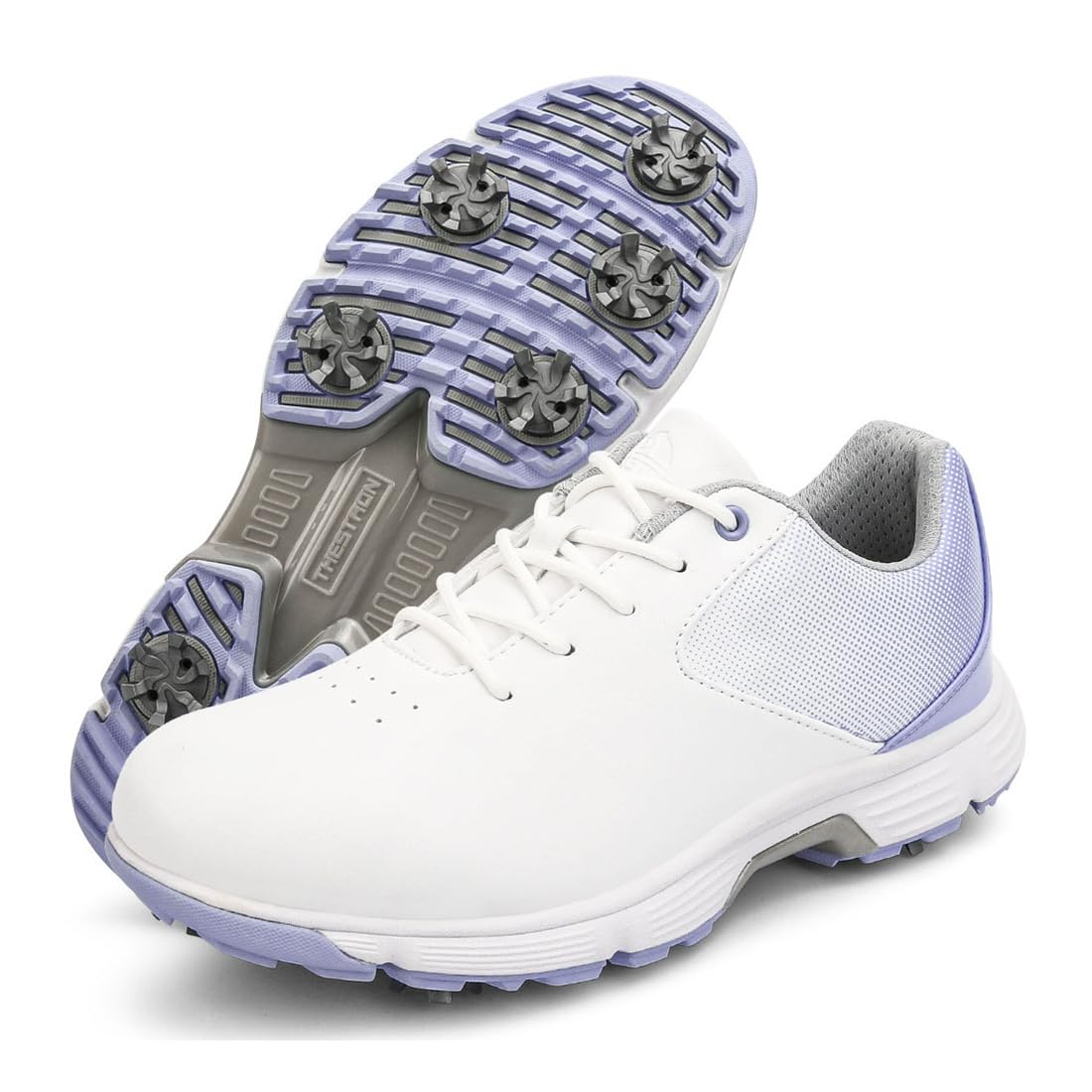 DONFAAUK Ladies Waterproof Golf Shoes Outdoor Leather Golf Sport Sneakers Lightweight Comfortable Golfing Shoes,Purple,8.5