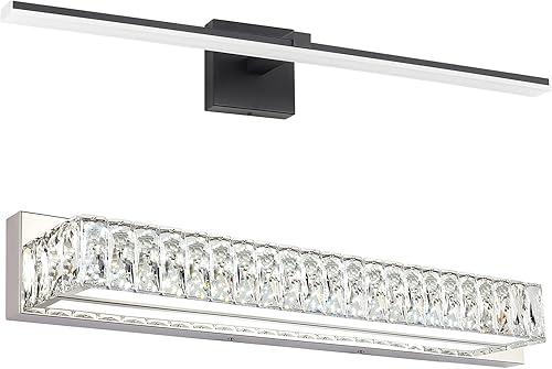 ZUZITO Paquete de 24 pulgadas con luces LED regulables de 30 pulgadas modernas para tocador de baño sobre espejo