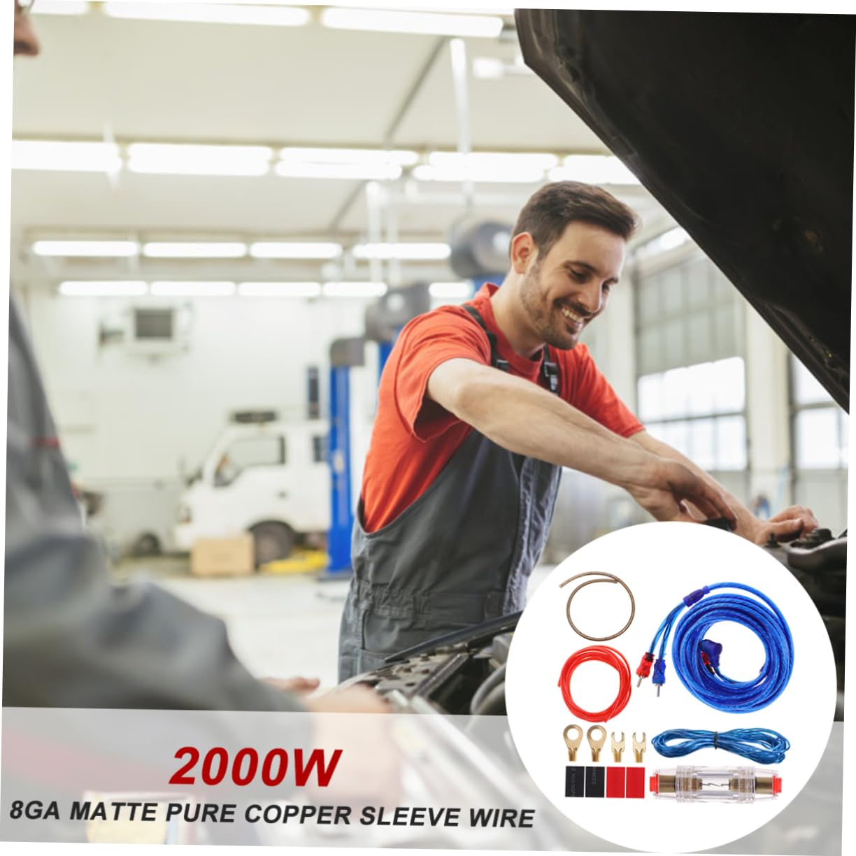 SOLUSTRE 2000w Cavi Per Amplificatore Cavo Di Alimentazione Per Auto Kit Cavi Amplificatore in Rame Massiccio Completo Di Tutti Gli Accessori Necessari Per Installazione