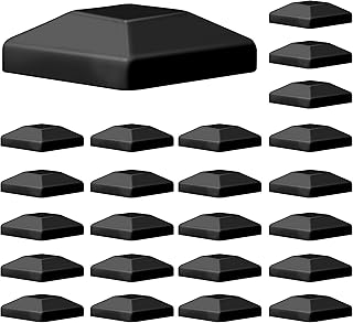 TonGass (24-Pack, Black) 4"x4" (3 5/8") Wood Fence Post Caps - Wooden Fence Cover Deck Post Cap, Durable Plastic Water-Proof and UV-Proof, Protect Wooden Poles from Cracking and Rotting