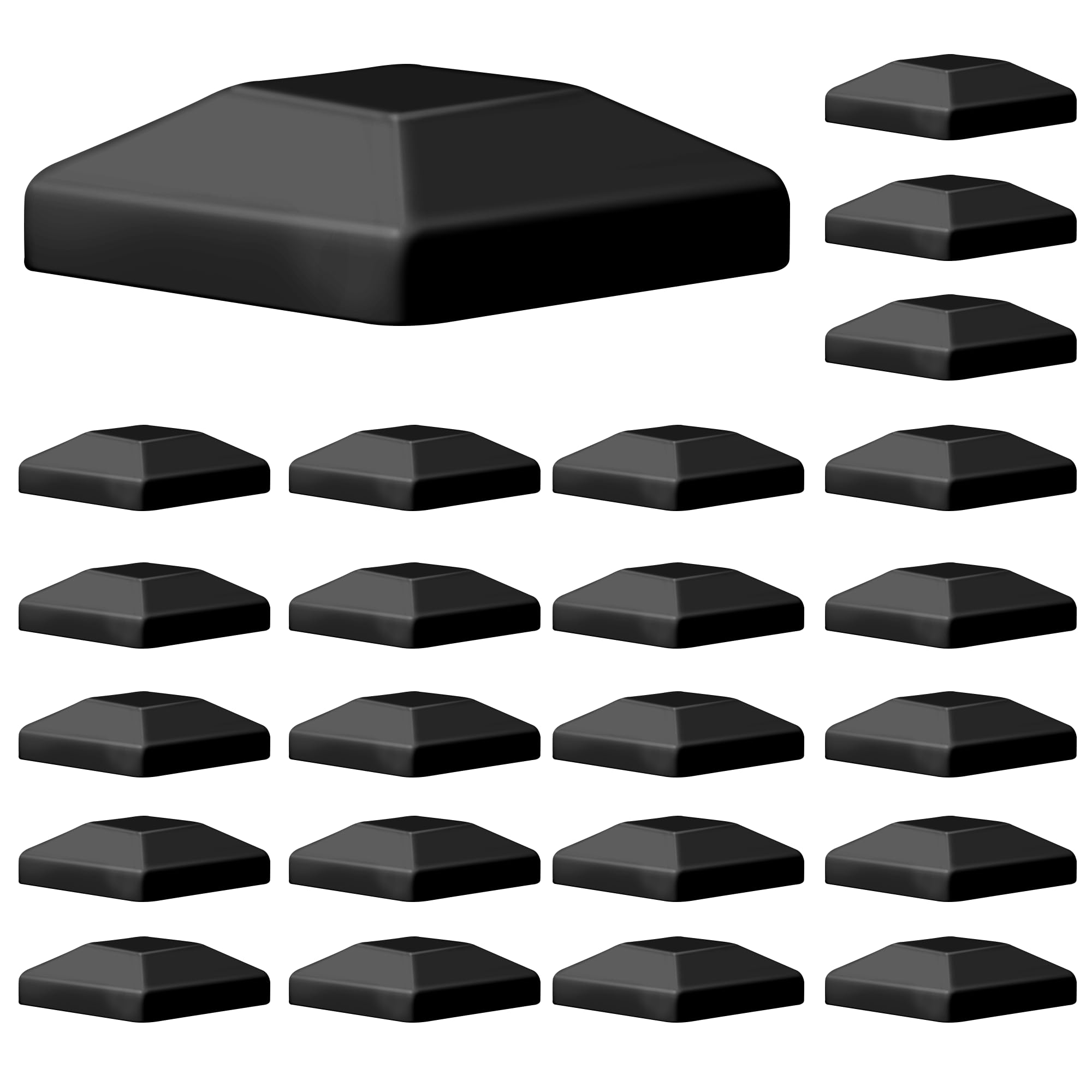 TonGass (24-Pack, Black) 4"x4" (3 5/8") Wood Fence Post Caps - Wooden Fence Cover Deck Post Cap, Durable Plastic Water-Proof and UV-Proof, Protect Wooden Poles from Cracking and Rotting