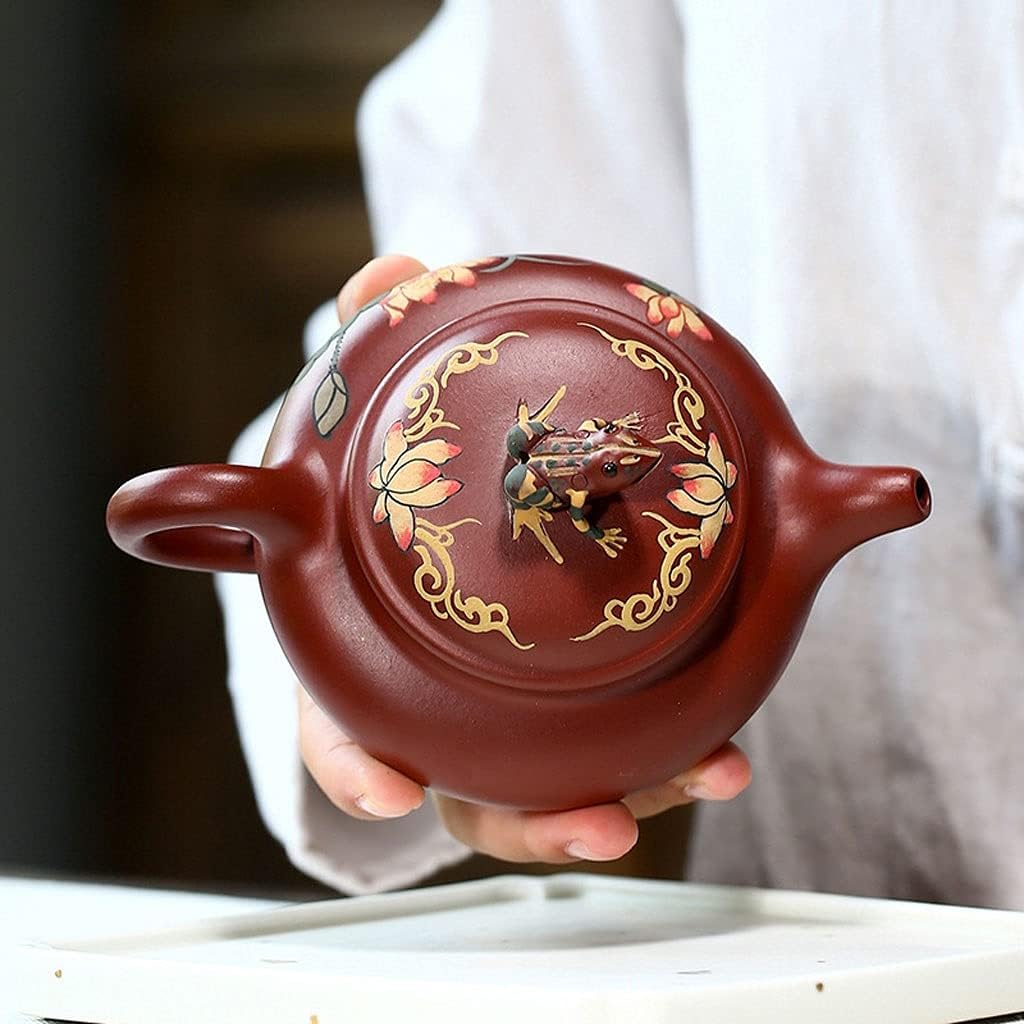 Teapot Zisha Teapot Yixing Traditional Purple Sand Teapot Painted Raw Ore Dahongpao Mud Teapot Kungfu Tea Set Home Kettle Pottery Teapot