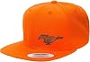 Ford Mustang Running Horse Side Logo Laser Engraved Leather Patch Yupoong 6089 Flat Bill Snapback Hat Cap