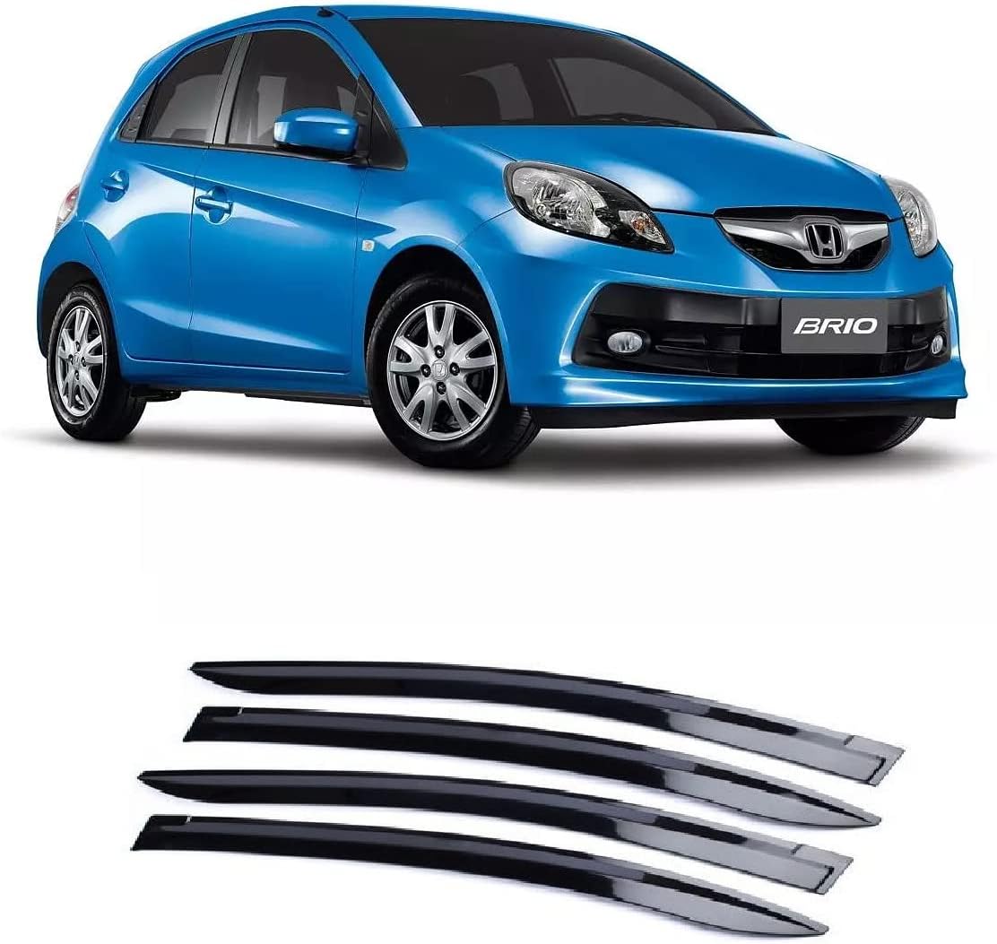 Empica Plastic Car Window Door Visor Rain Guard Side Wind Deflector Compatible with Brio (Set of 4)
