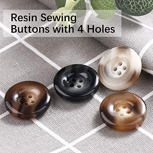 Qxuji 30 Pcs Resin Sewing Buttons, 25Mm/1 Inch Round Bulk Buttons For Sewing, With 4 Matte Pattern Size 4 Holes, For Sewing Diy Crafts, Manual Button Painting, Handmade Repair Cloth #TOP3