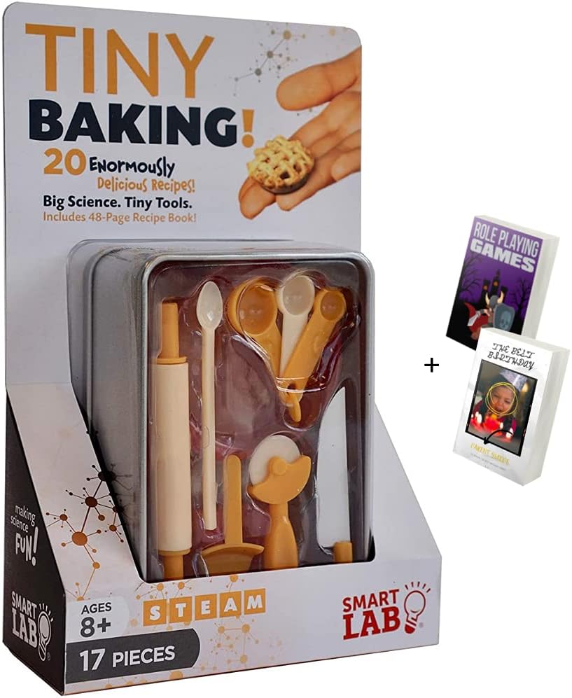Smartlab Toys Tiny Baking - Worlds Smallest Baking Supplies & Baking Set with Project Recipe Book - Bake a Mini Birthday Cake STEM Kit with Fun Science Experiments & Learning Resources + 2X E-Books