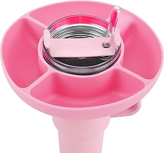 YHDFVSA BLINDSLTD Snack Ring for Cup 4 Compartment Snack Container Safe Silicone Cups Snack Tray Reusable Cups Snack Platters Portable Effortless to Clean Snack Ring for 40 oz Cups(Pink)