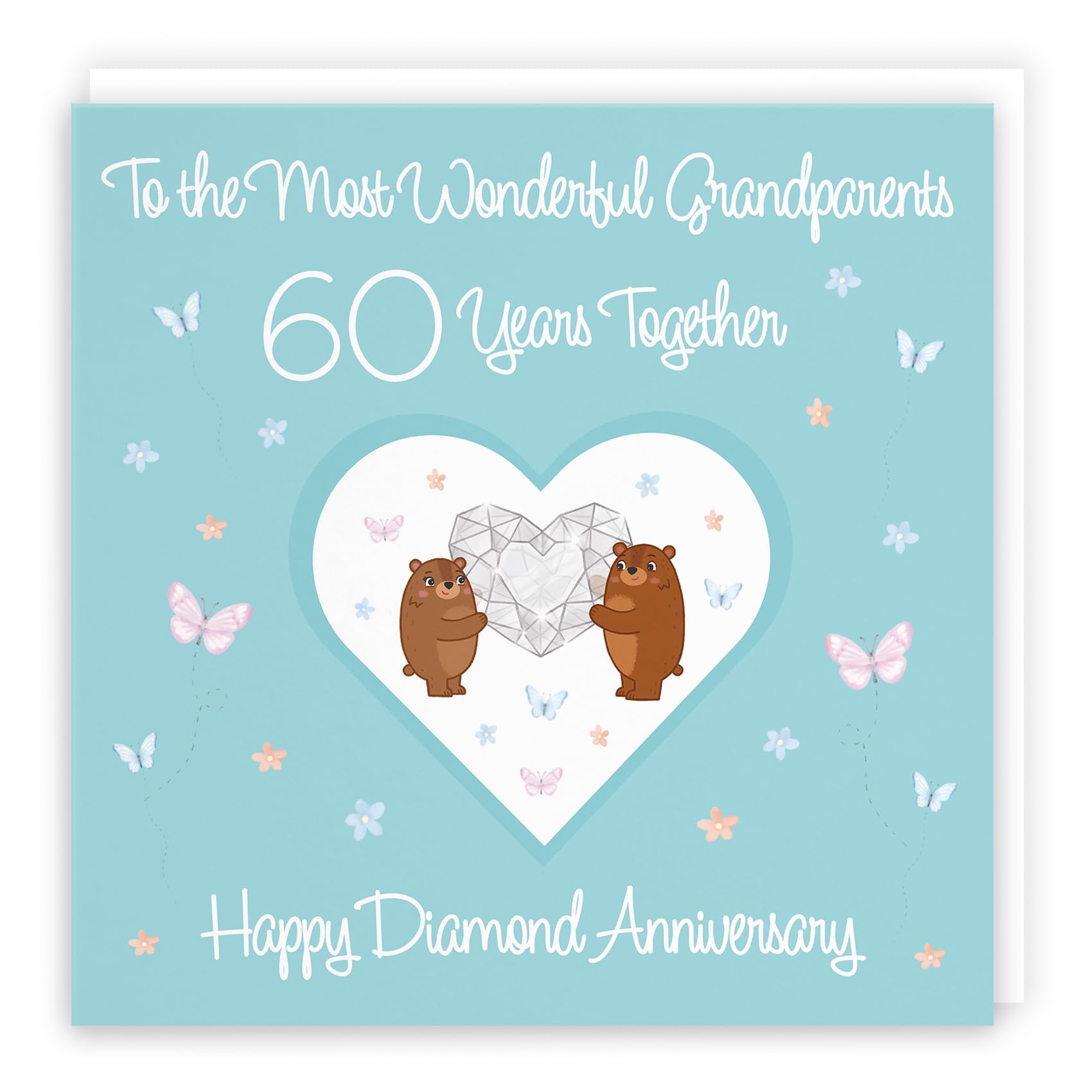 Hunts England, Large Grandparents 60th Anniversary Card, 60 Years, Diamond Anniversary, Romantic Meadows, Fun Card