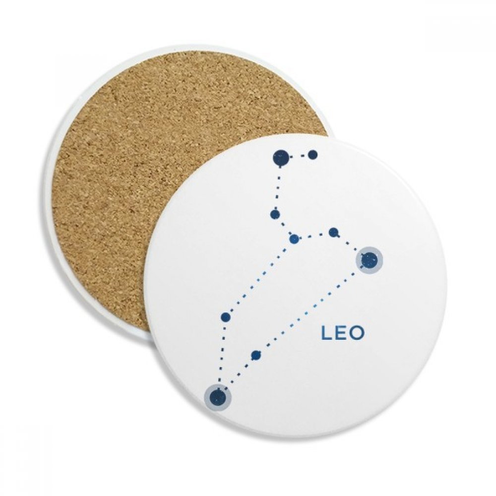 Leo Constellation Sign Zodiac Ceramic Coaster Cup Mug Holder Absorbent Stone for Drinks 2pcs Gift