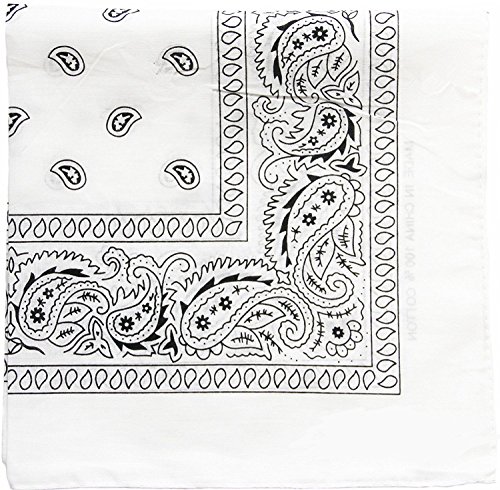 Combocube 12 Pack(One Dozen) Multi-Purpose Cotton Paisley Cowboy Bandanas Headband For Men And Women (White) thumb #1