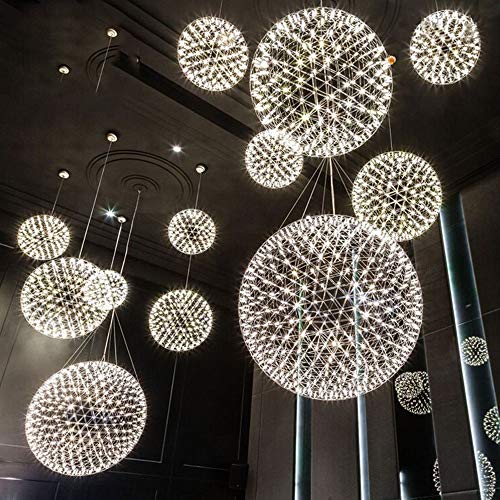 Lustre style feu d'artifice industriel en acier brossé d'architecte - 3