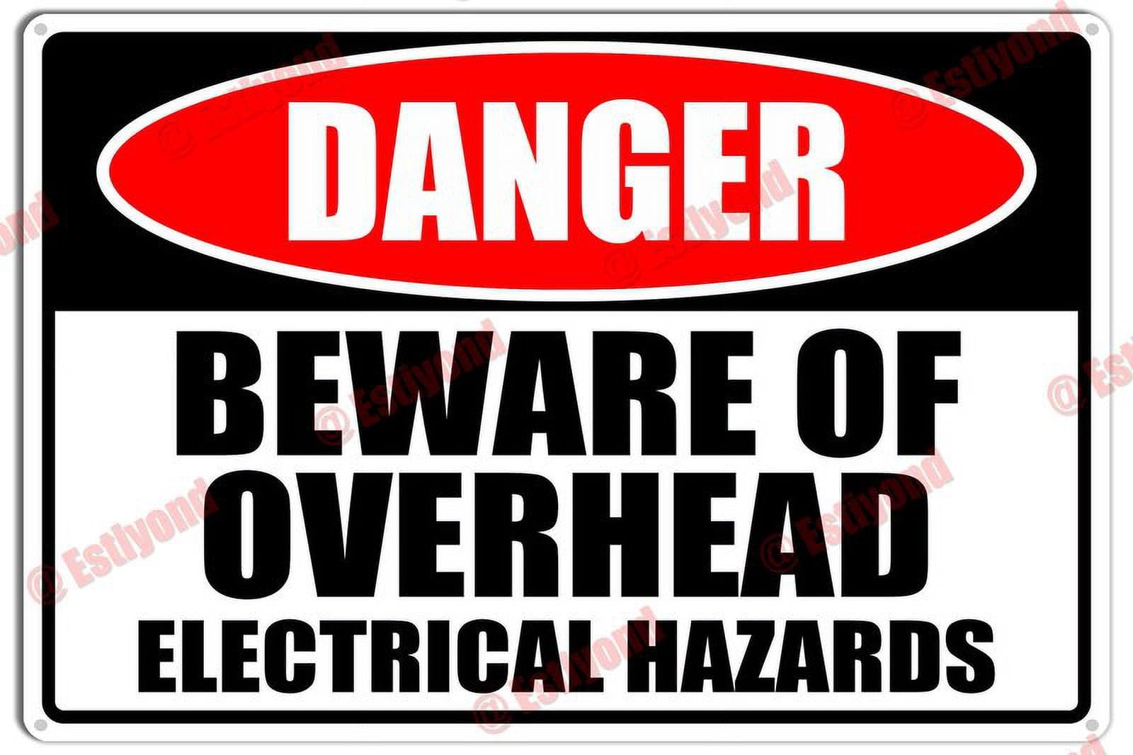 peiyeety Beware of Overhead Electrical Hazards Caution Warning Notice Aluminum Metal Sign 8"X12"
