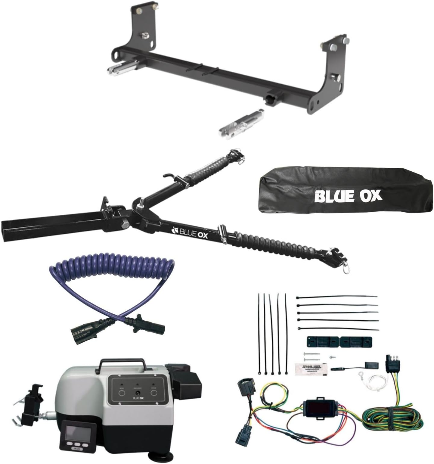 - Blue Ox Alpha Tow Bar & Baseplate Combo with Electrical Cable Extension, EZ Light Wiring & Patriot Flat Tow Brake fits 2007 2018 Wrangler JK | Includes TrendsAuto Decal