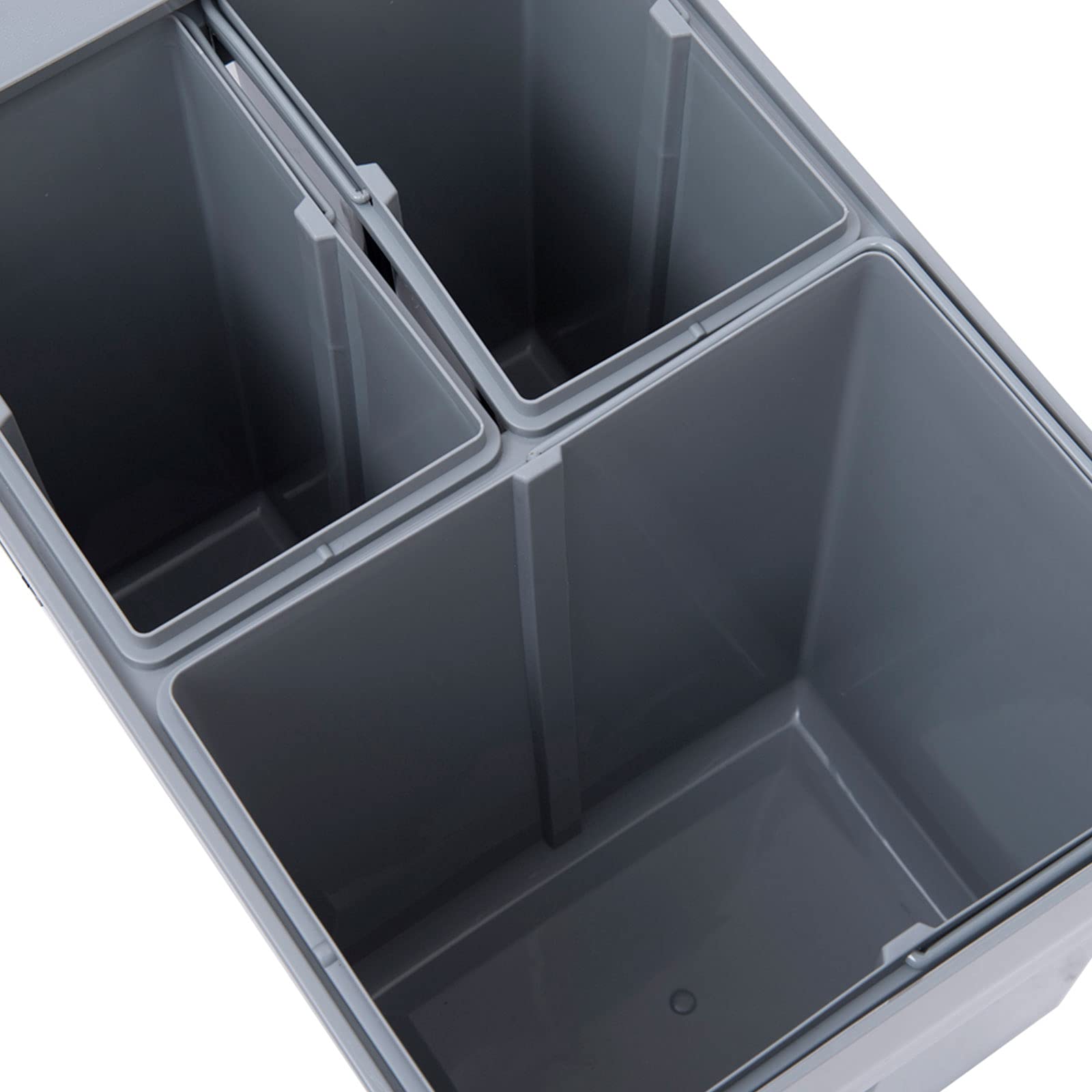 HOMCOM Cubo de Basura Cocina bajo Fregadero Papelera de Cocina 3 Contenedores de Reciclaje 1x20L y 2x10L Clasificación de Residuos Metal y Plástico 48x34,2x41,8 cm Gris