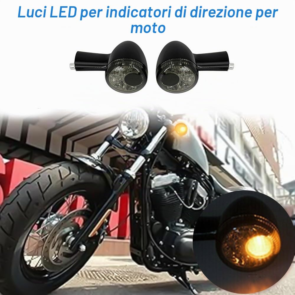Riloer 1Coppia di indicatori di direzione posteriori a LED per moto compatibile con Harley-Davidson XL883 XL1200 Sportster 1992-2021, indicatori di direzione universali Luci freno di marcia