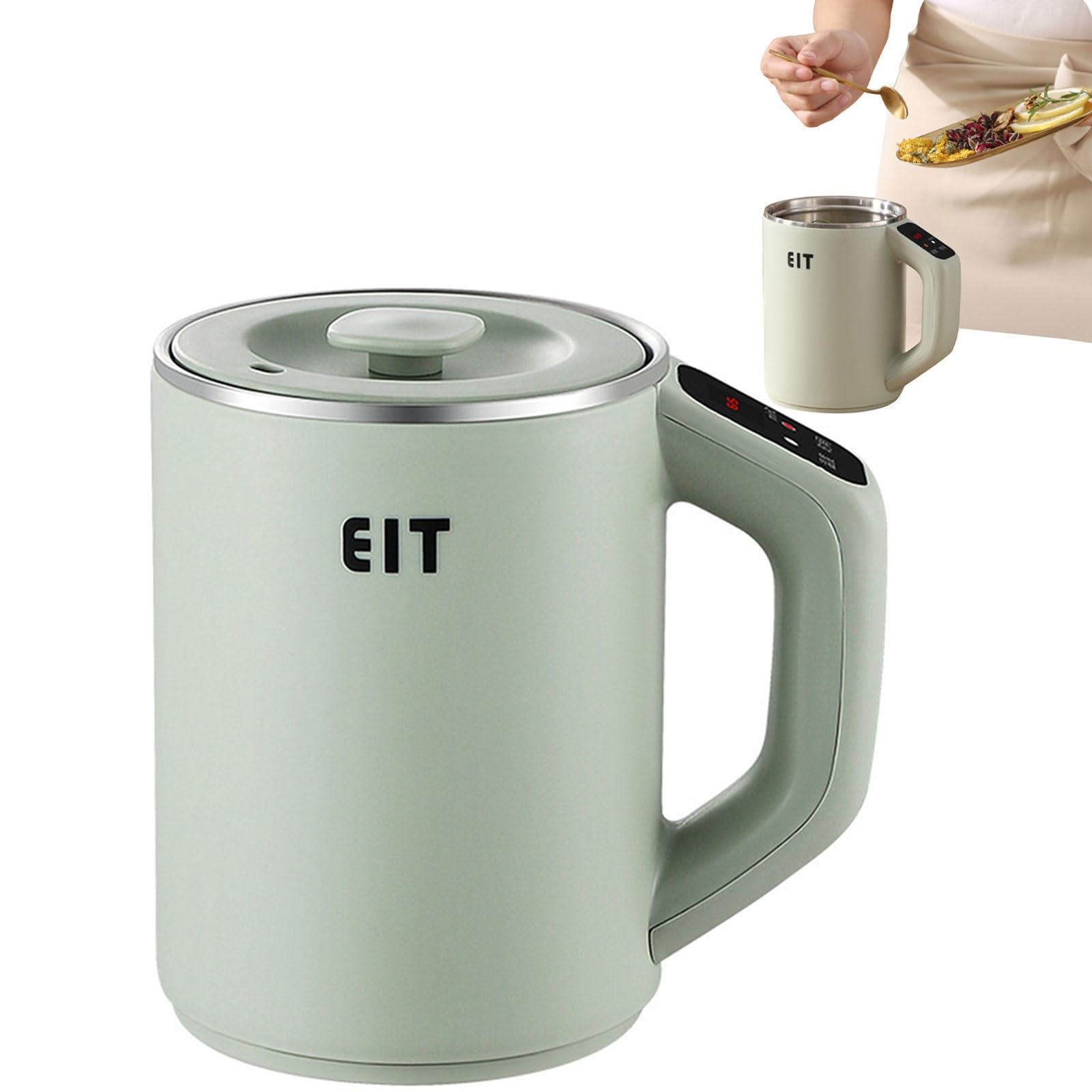 HBBursts Coffee Cup Warmer, 12h Insulated Water Heater, Timable From 5-95min, Electric Heating Cup For Porridge And Soup Making, Suitable For Working Office (Color : Green, Size : 1.4L)