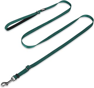 Hyhug Correa de Longitud Ajustable con Nylon Duradero y manija Forrada de Neopreno súper Suave para Perros Uso Diario para Caminar y Entrenamiento Profesional (Ajustable Pequeño S, Verde Oscuro)